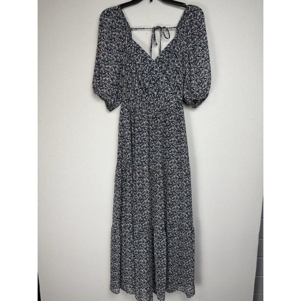 Lucy‎ Paris Midi Peasant Tiered Dress Women's SMALL Boho Floral Lined NWT